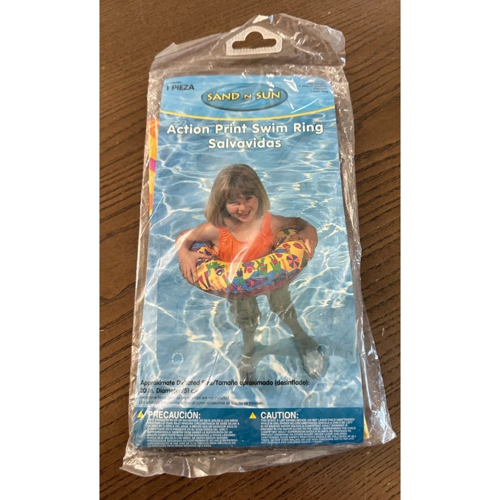 2004 Sand N‎ Sun Aqua Leisure Inflatable Pool Float Kid's 20in Swim Ring NOS
